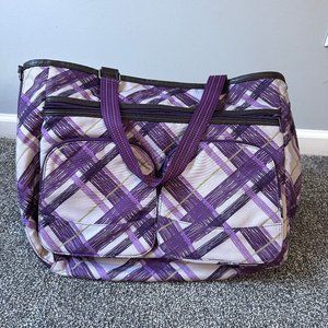 Thirty-One large double take reversible tote bag - Plum Plaid